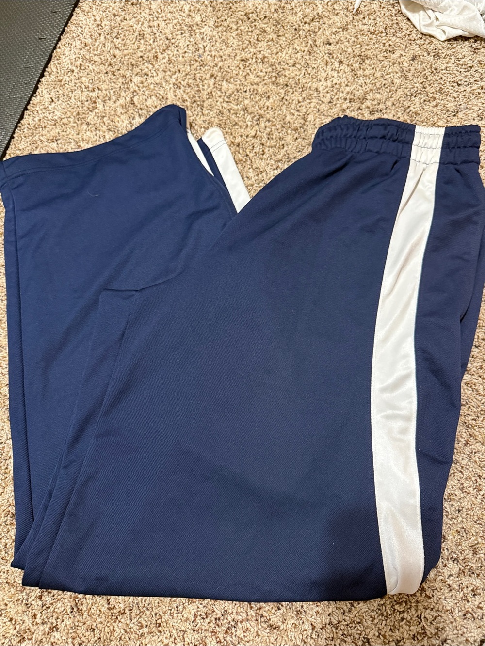 Jordan Navy Track Pants with White Side Stripe and Drawstring